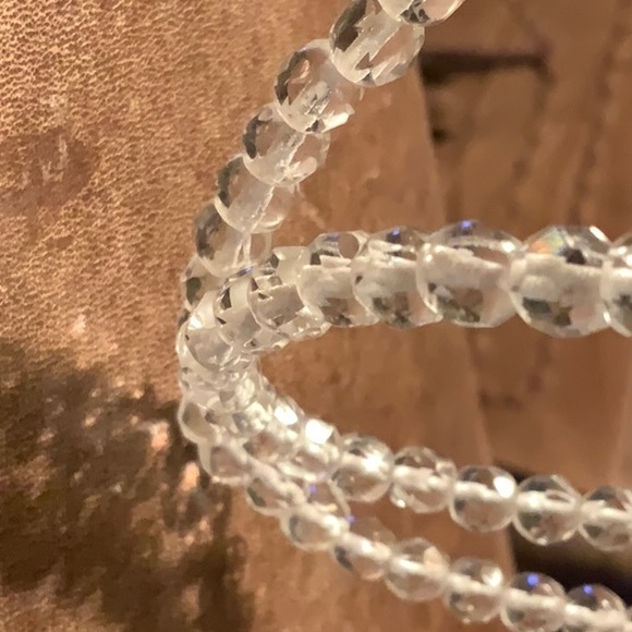 Clear Sparkly Beads Strung On White Cord With Silver-Tone Clasp - Picture 13 of 13